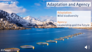 Salmon farms in Norway. Imperial College London Enterprise. Adaptation and Agency. Adaptation: Wild biodiversity. Agency: Leadership and the future. #itf2042